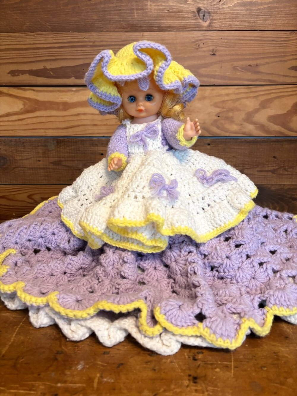 Vintage Crocheted Southern Bell Doll 12"